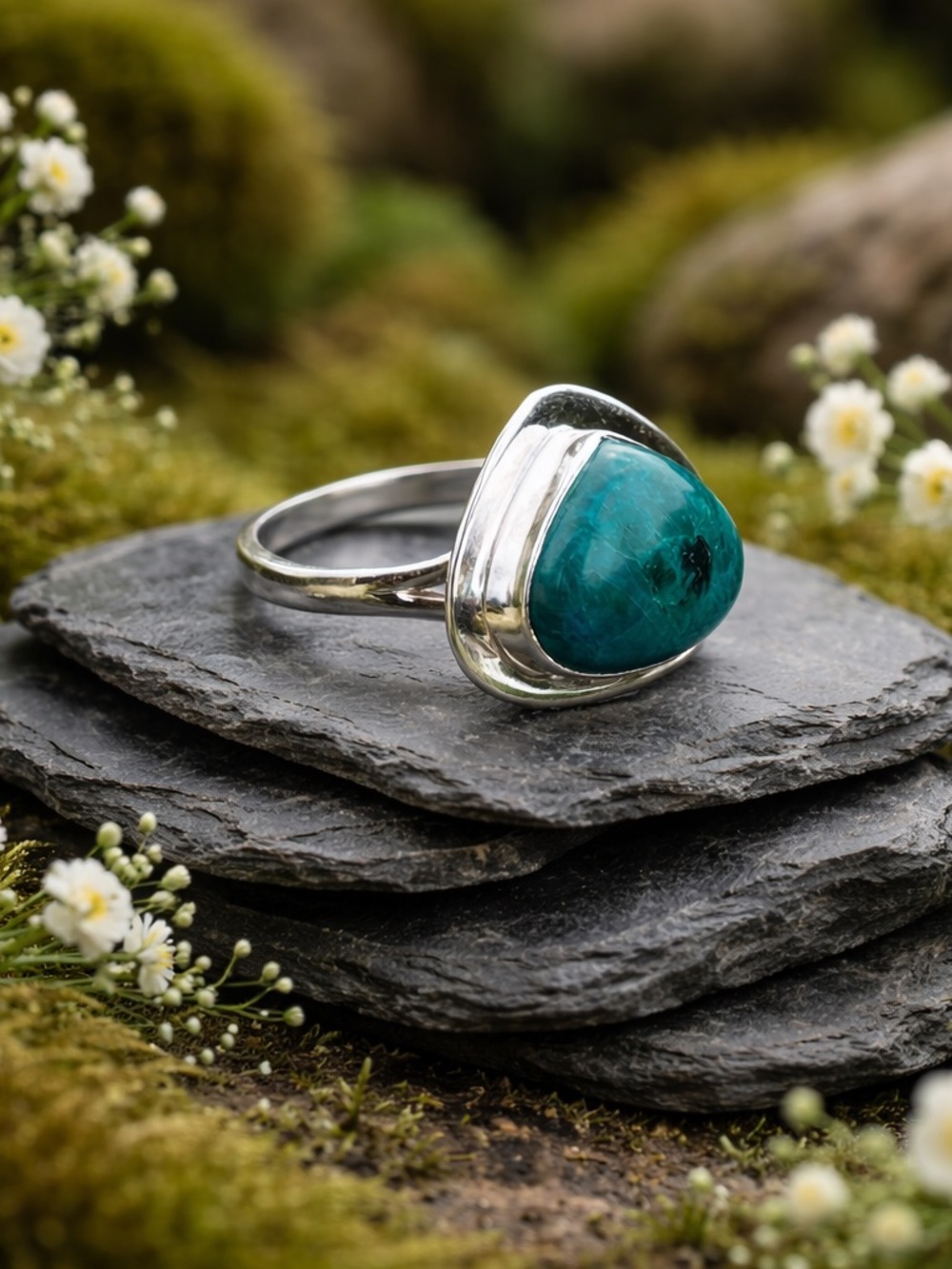 Azurite Chrysocolla Ring - Picture 11 of 15